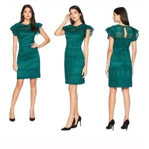 Trina Trina Mai Tai Crochet Lace Short Ruffle Sleeve Dress,  Size 8 NWOT‎